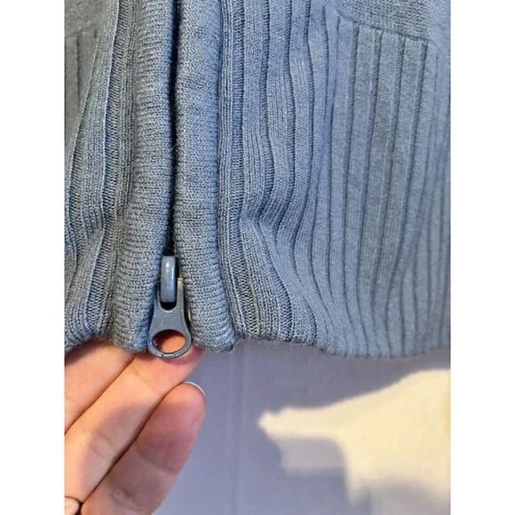 Mossimo Supply Co Blue Zip Up Sweater Jacket Womens Medium Ribbed Knit - Picture 4 of 10